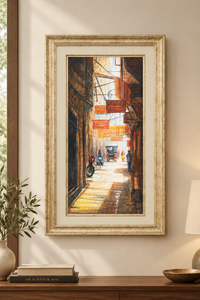 Anwar Ali Street Scene Painting – Framed Pakistani Art