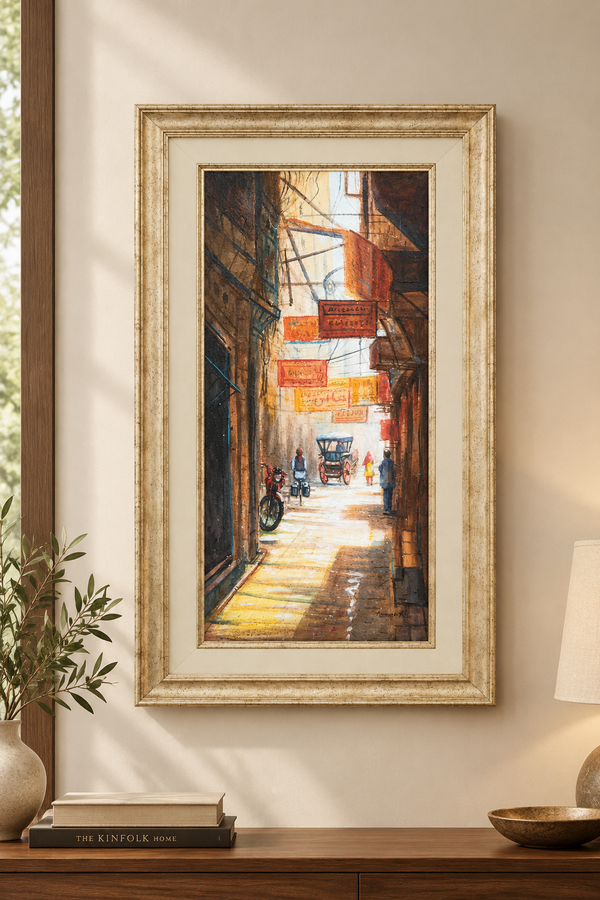 Anwar Ali Street Scene Painting – Framed Pakistani Art