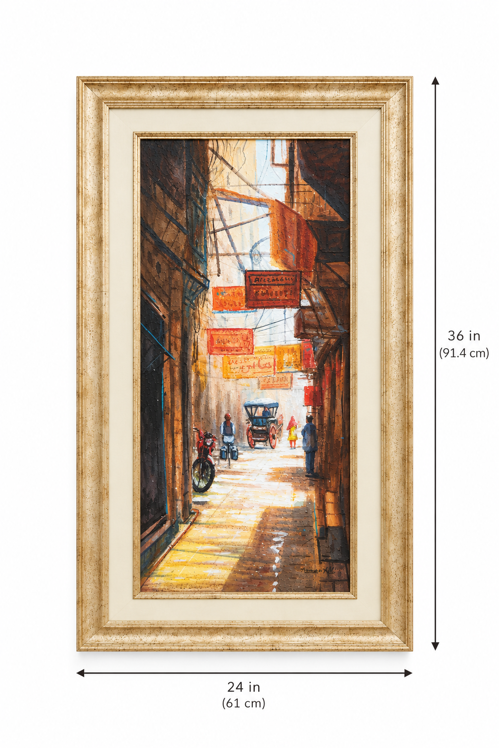 Anwar Ali Street Scene Painting – Framed Pakistani Art