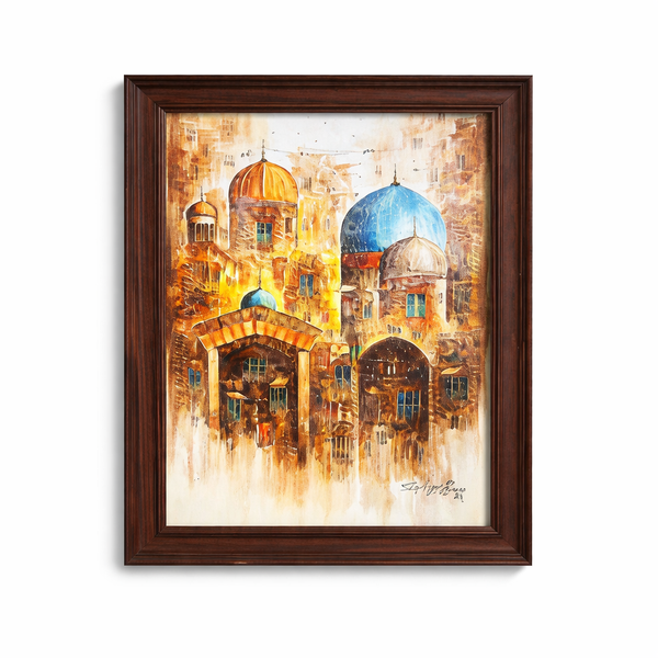 Cityscape Echoes - Modern Architectural Cityscape Oil Painting