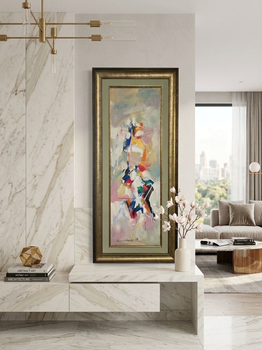 Abstract Harmony in Pastel – Original Oil Painting by Mashkoor Raza