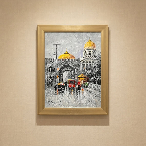 Golden Gate - Illuminated City Street Oil Painting