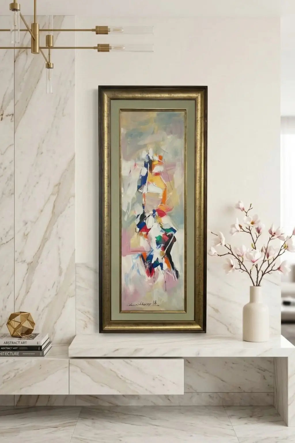 Abstract Harmony in Pastel – Original Oil Painting by Mashkoor Raza