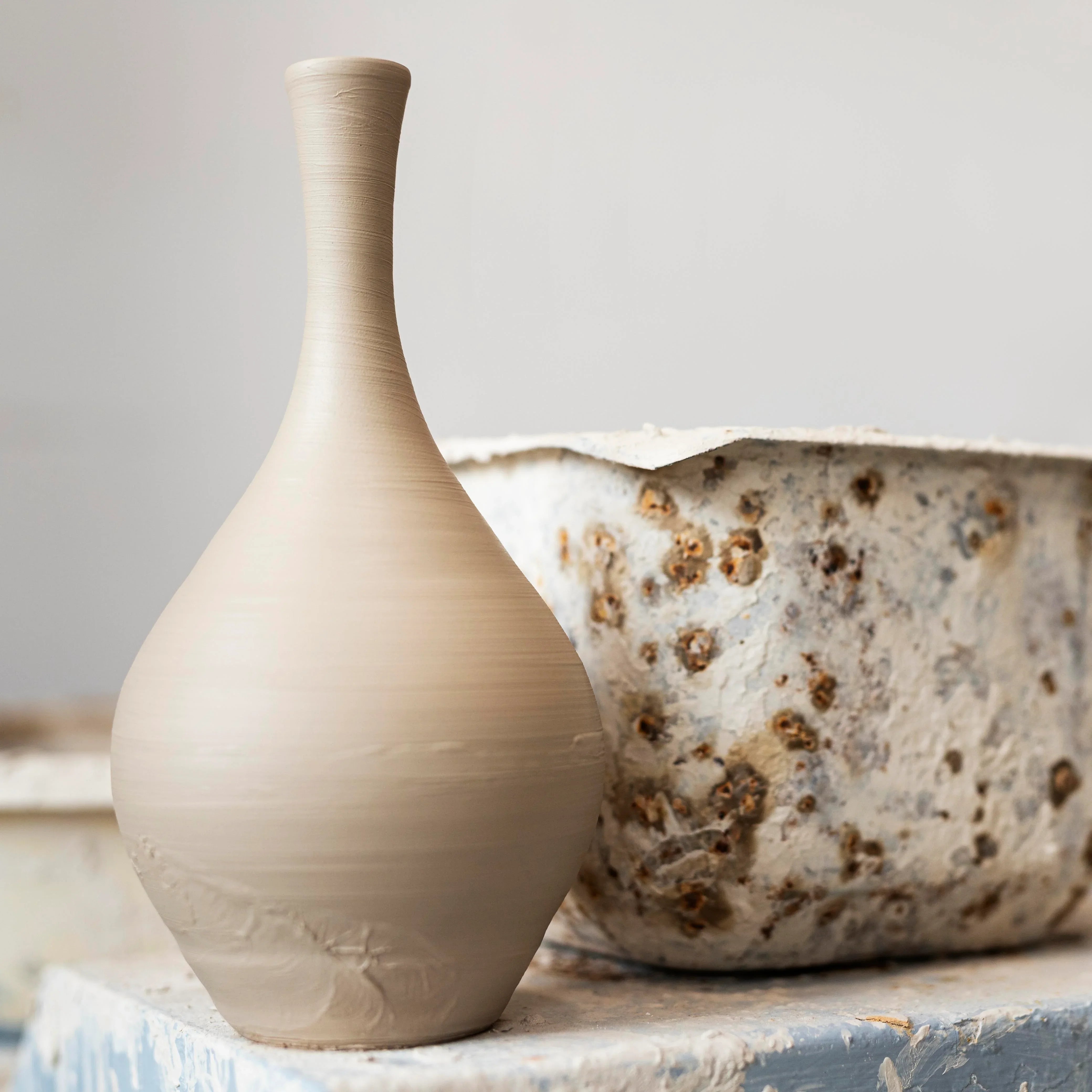 Minimalist Wheel-Thrown Clay Vase