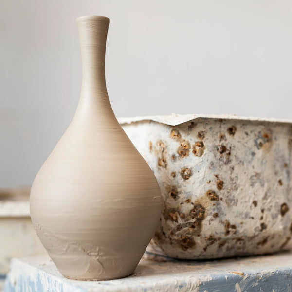 Minimalist Wheel-Thrown Clay Vase