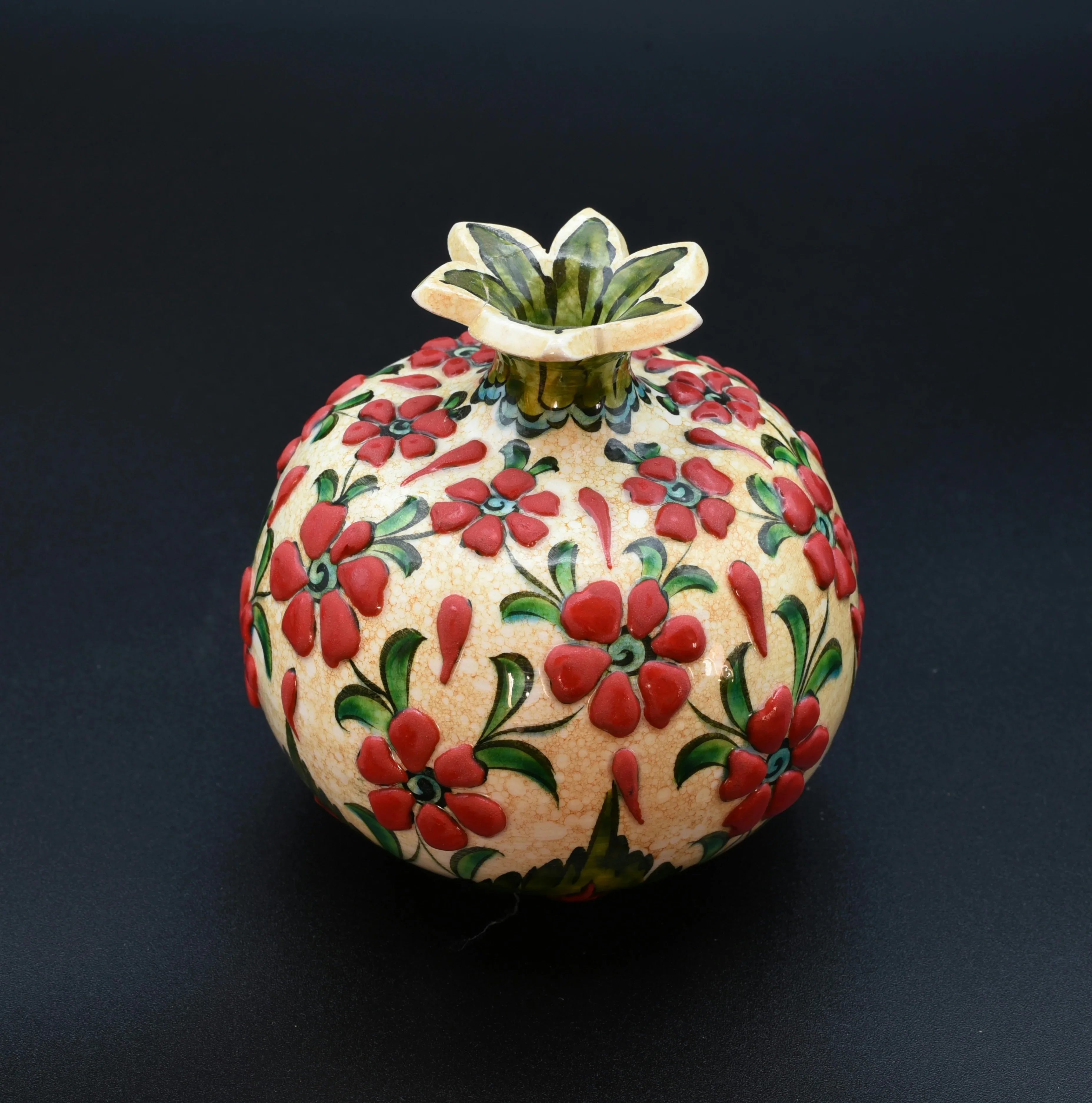 Hand-Painted Clay Pomegranate Accent Piece
